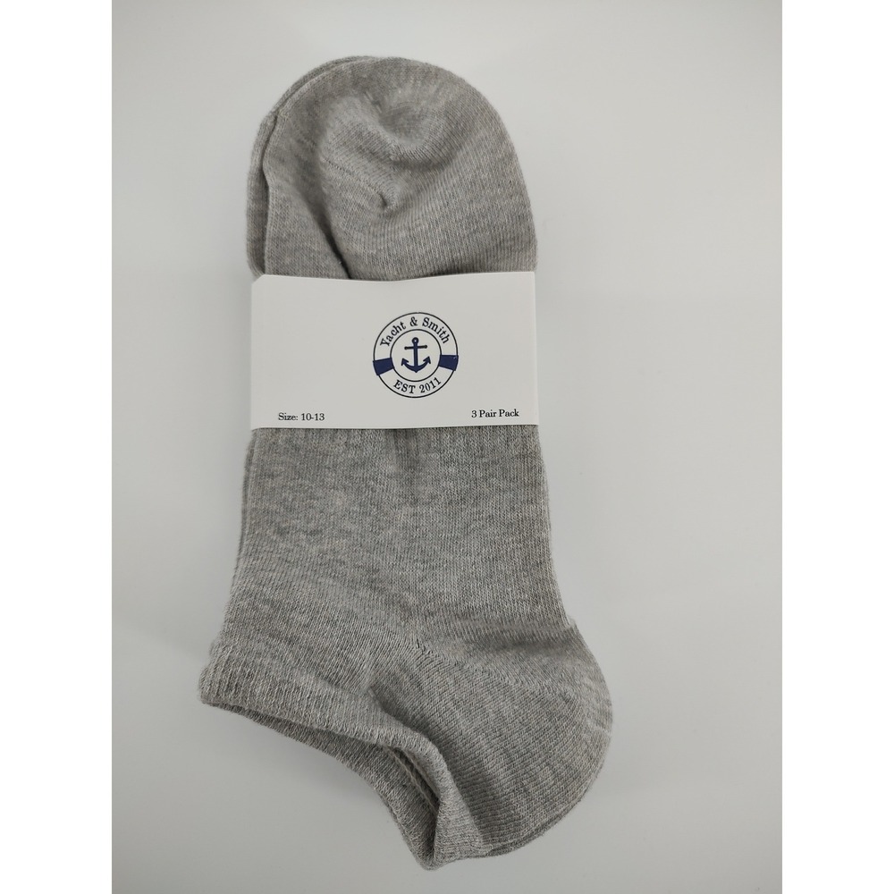 Yacht & Smith Mens 3 Pair Pack Low Cut Ankle Socks Grey Heather SPD-111124 10-13
